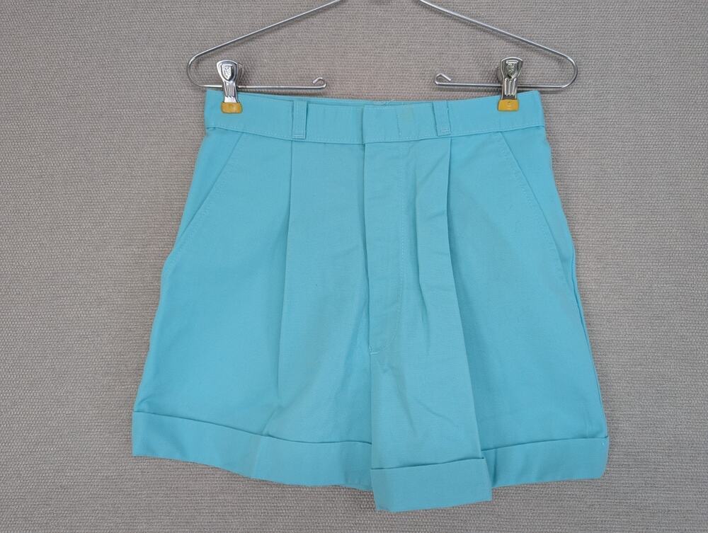 Vintage Cheryl Tiegs Cuffed Shorts Size 10 High Waisted USA Turquoise -0925F135